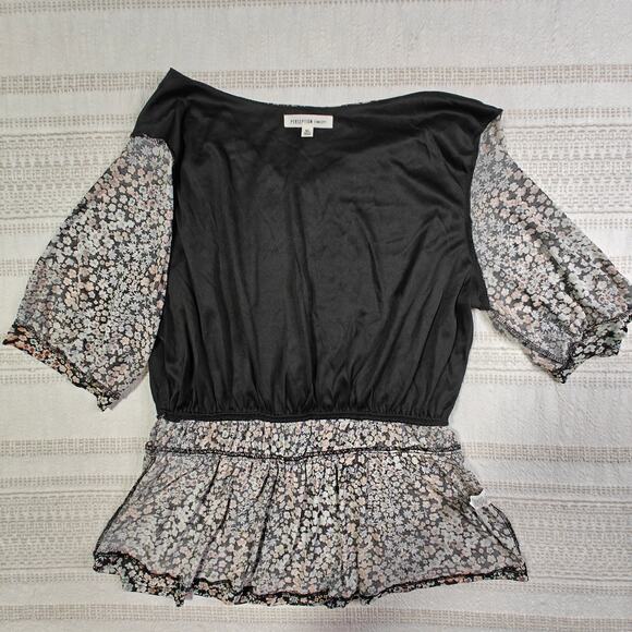 Perception Concept Floral Peplum Blouse XL lightweight new lined sheer - Picture 6 of 9